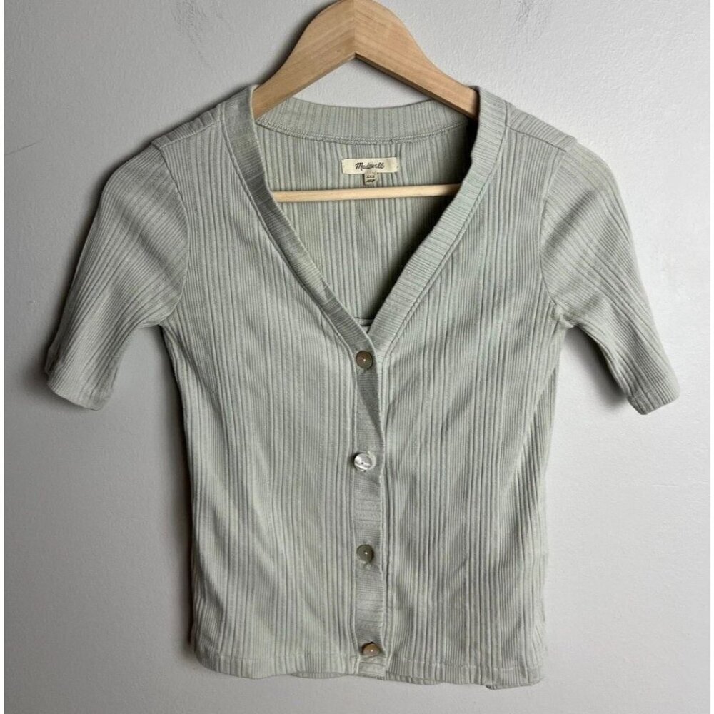 Madewell Ribbed Cardigan and Tank Set Ashen Sage Green Size XXS NF467